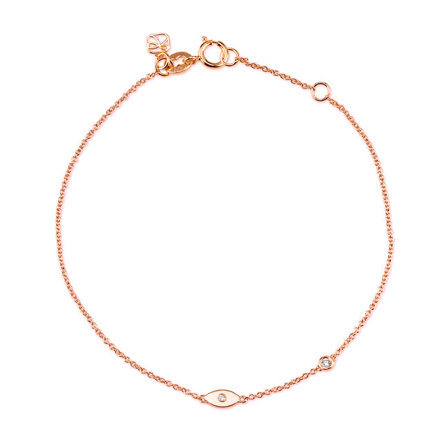 Gold Plated Sterling Silver Eye Bracelet with Bezel Set Diamond - Sydney Evan Fine Jewelry
