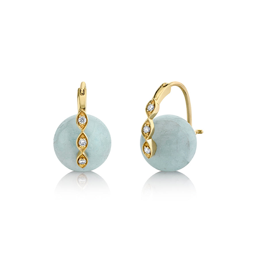 Gold & Diamond Marquise Eye Aquamarine Earrings - Sydney Evan Fine Jewelry