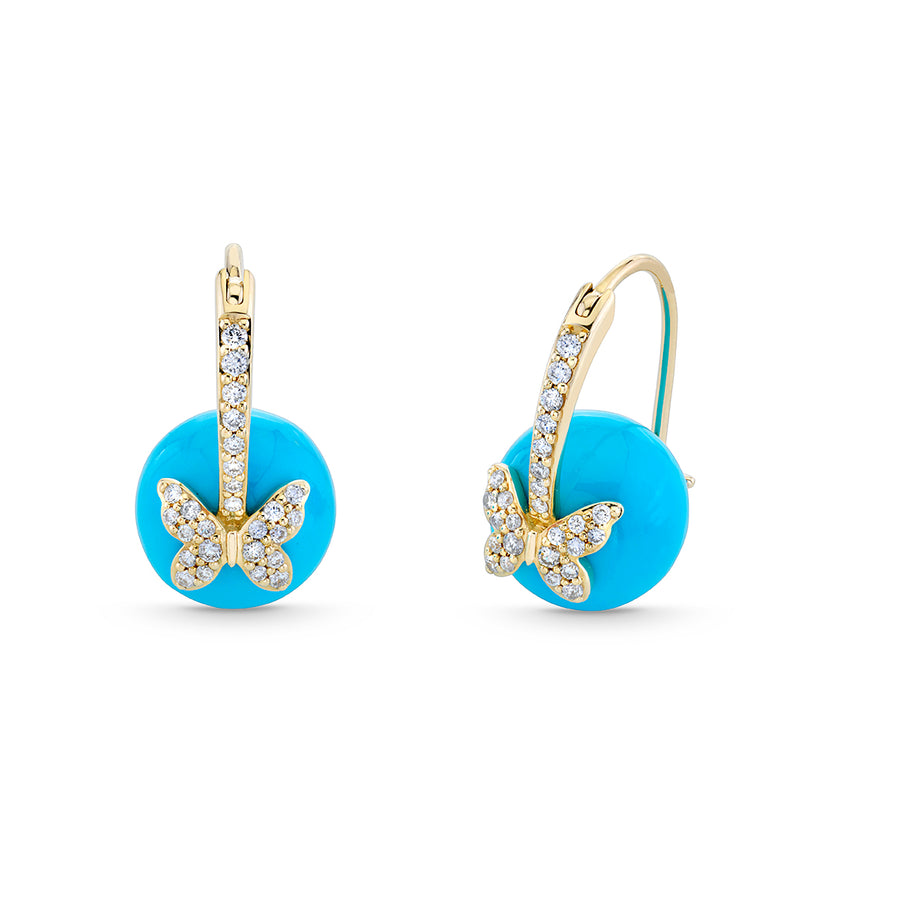 Gold & Diamond Butterfly Turquoise Earrings - Sydney Evan Fine Jewelry