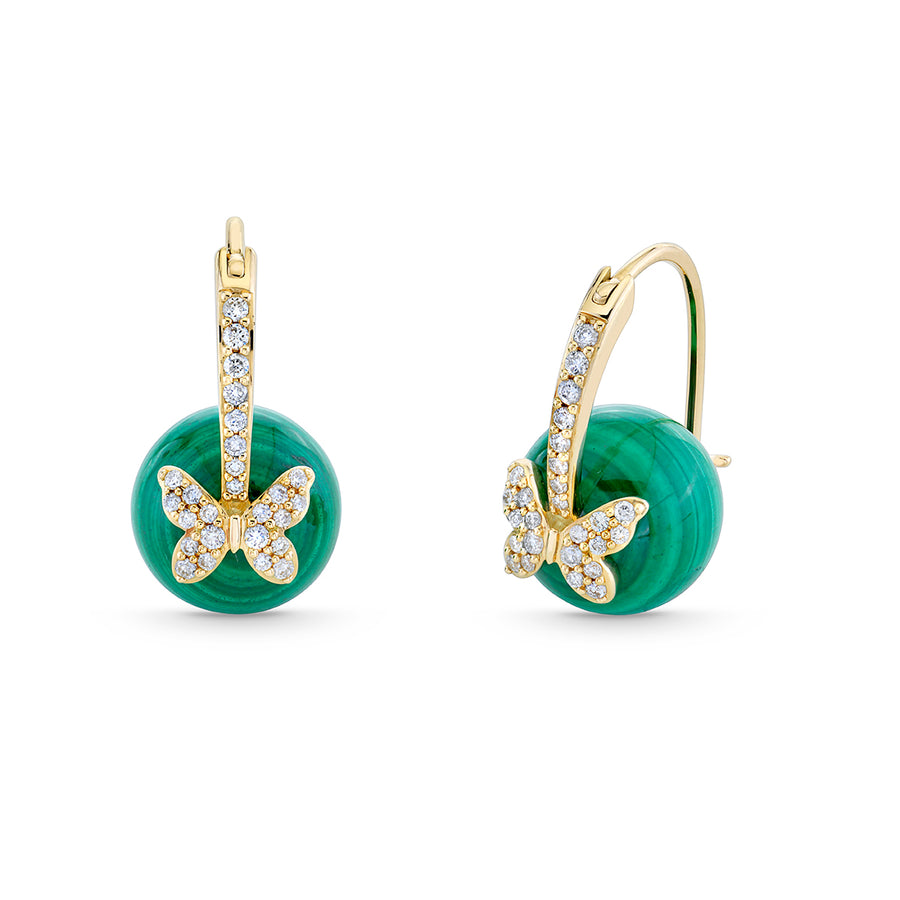Gold & Diamond Butterfly Malachite Earrings - Sydney Evan Fine Jewelry