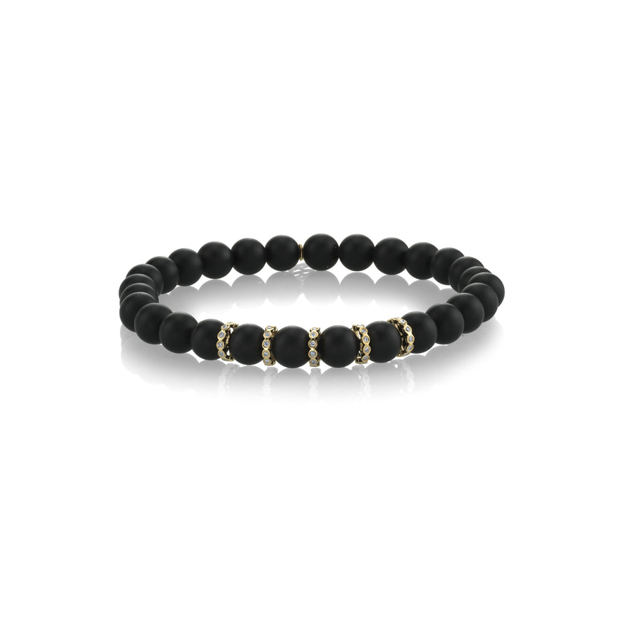 Gold & Diamond Multi-Rondelle on Onyx - Sydney Evan Fine Jewelry