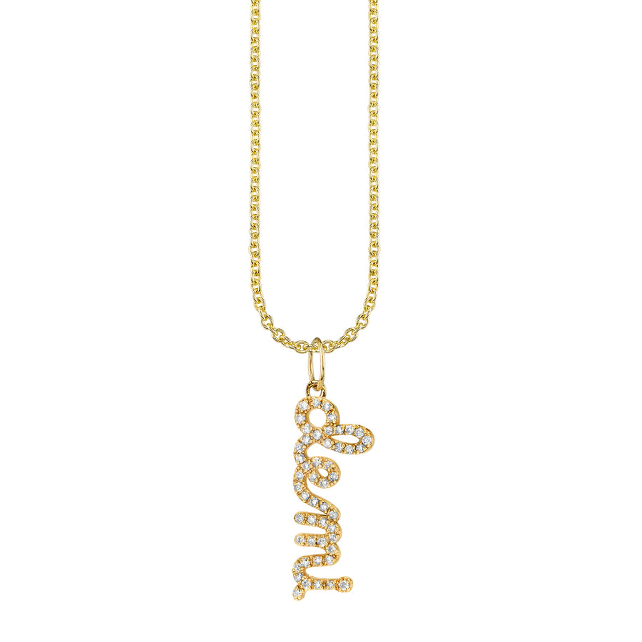 Gold & Diamond Custom Script Charm Necklace - Sydney Evan Fine Jewelry