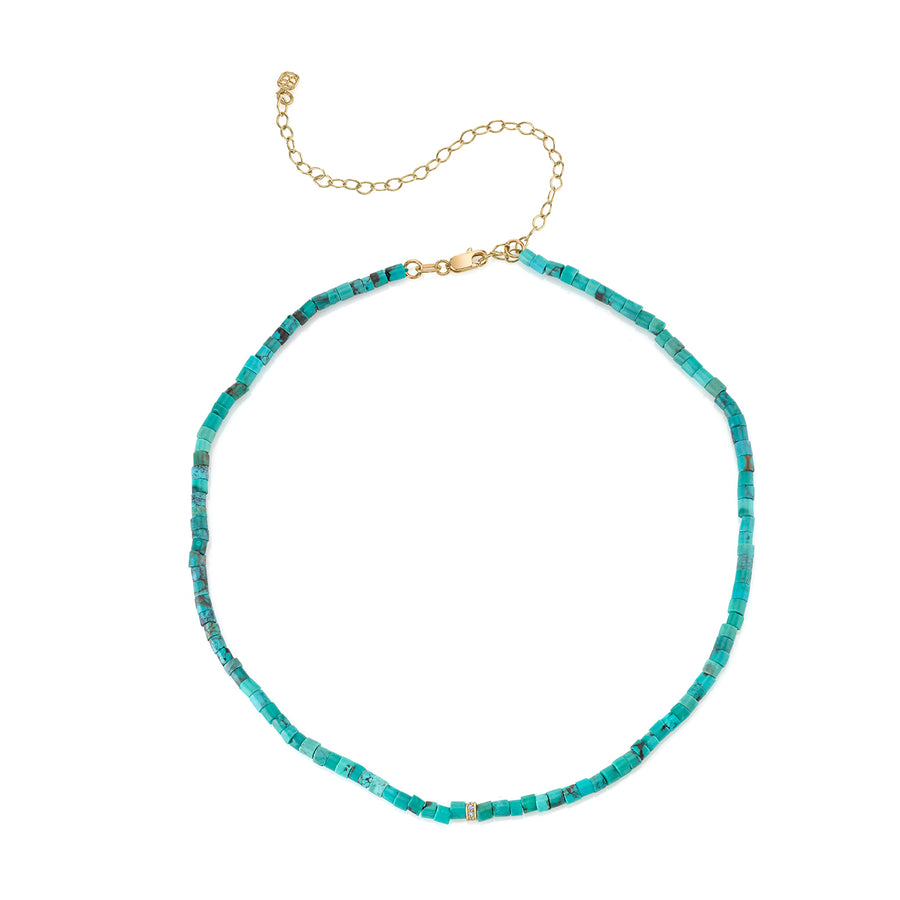 Gold & Diamond Rondelle Turquoise Heishi Necklace - Sydney Evan Fine Jewelry