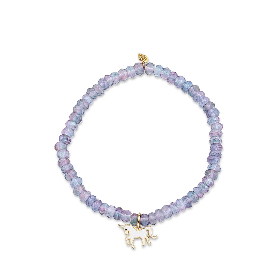 Kids Collection Gold & Enamel Unicorn on Rainbow Quartz - Sydney Evan Fine Jewelry