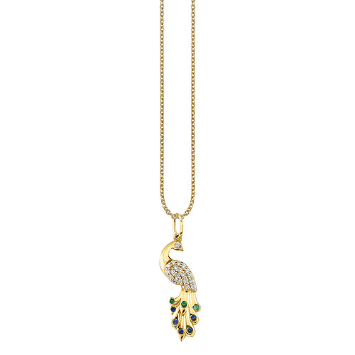 Gold & Diamond Peacock Charm