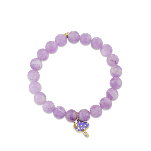 Gold & Diamond Celestial Enamel Mushroom on Lavender Amethyst