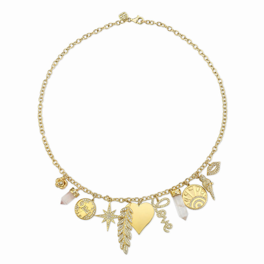Gold & Diamond Lucky In Love Multi-Charm Necklace - Sydney Evan Fine Jewelry