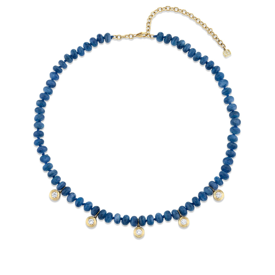 Gold & Diamond Fluted Multi-Charm Kyanite Necklace - Sydney Evan Fine Jewelry
