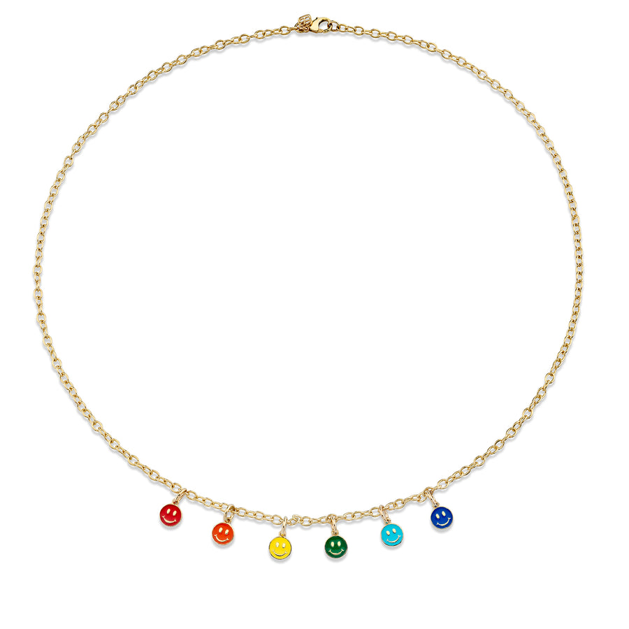 Kids Collection Gold & Enamel Tiny Happy Face Necklace - Sydney Evan Fine Jewelry