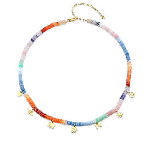 Kids Collection Pure Gold Tiny Charms Opal Necklace