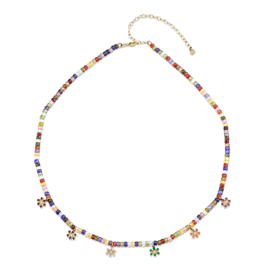 Gold & Diamond Multi Marquise Eye Flower Multicolor Zircon Necklace - Sydney Evan Fine Jewelry