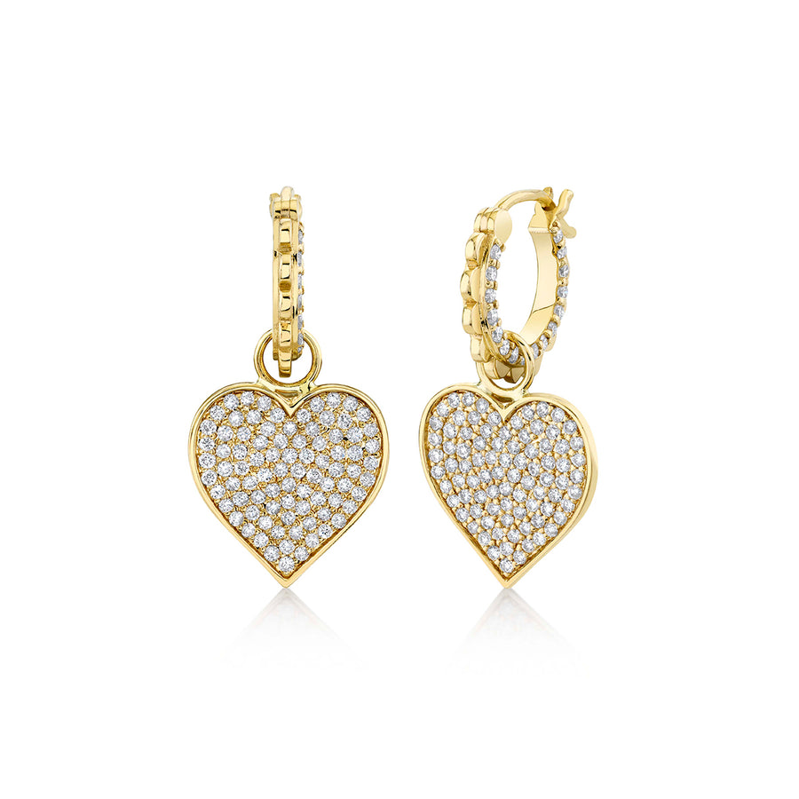 Gold & Diamond Heart Charm Hoops - Sydney Evan Fine Jewelry
