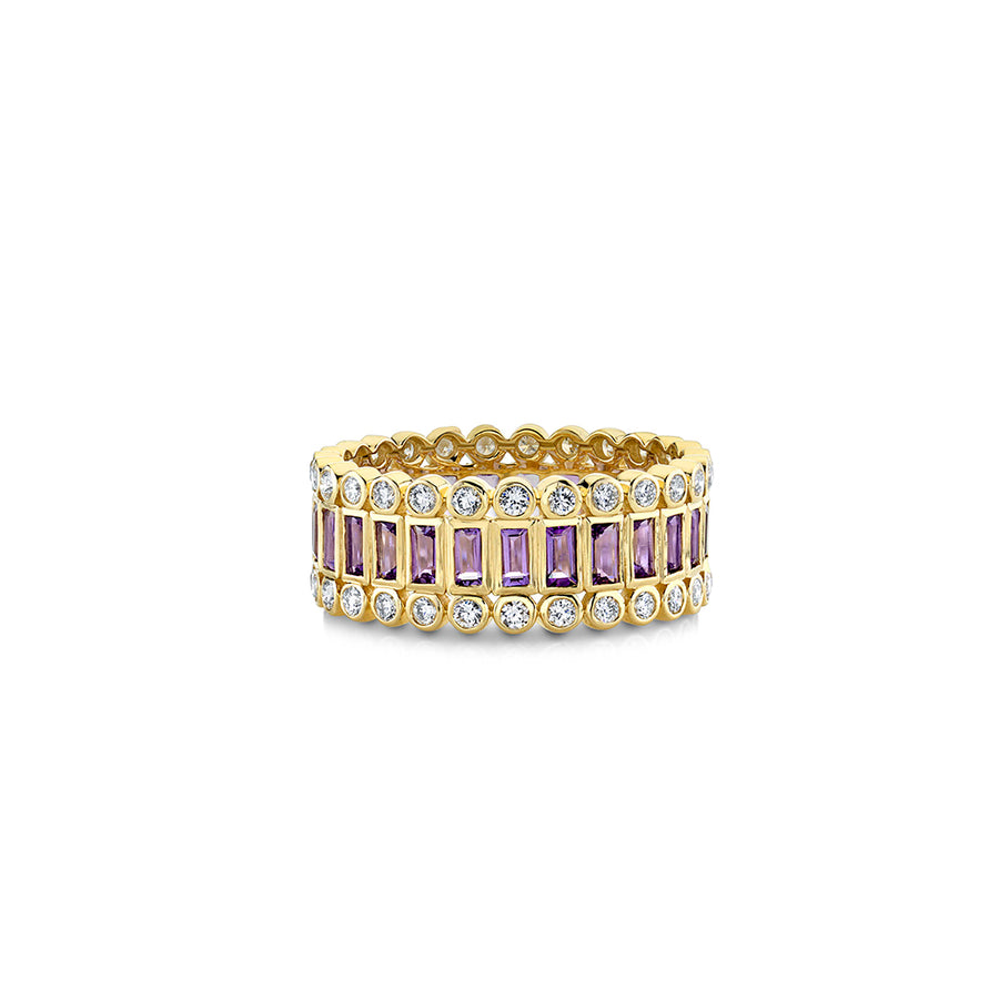 Gold Baguette & Round Bezel Stacked Eternity Ring - Sydney Evan Fine Jewelry