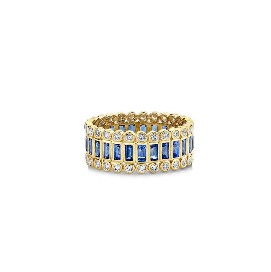 Gold Baguette & Round Bezel Stacked Eternity Ring - Sydney Evan Fine Jewelry