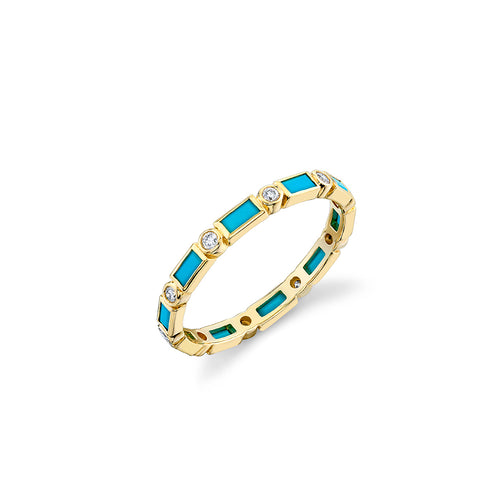 Gold & Gemstone Baguette and Bezel Eternity Ring