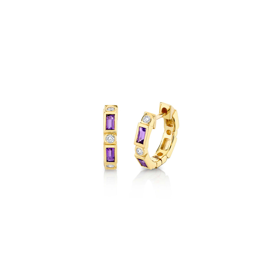 Gold & Gemstone Baguette & Bezel Huggies - Sydney Evan Fine Jewelry