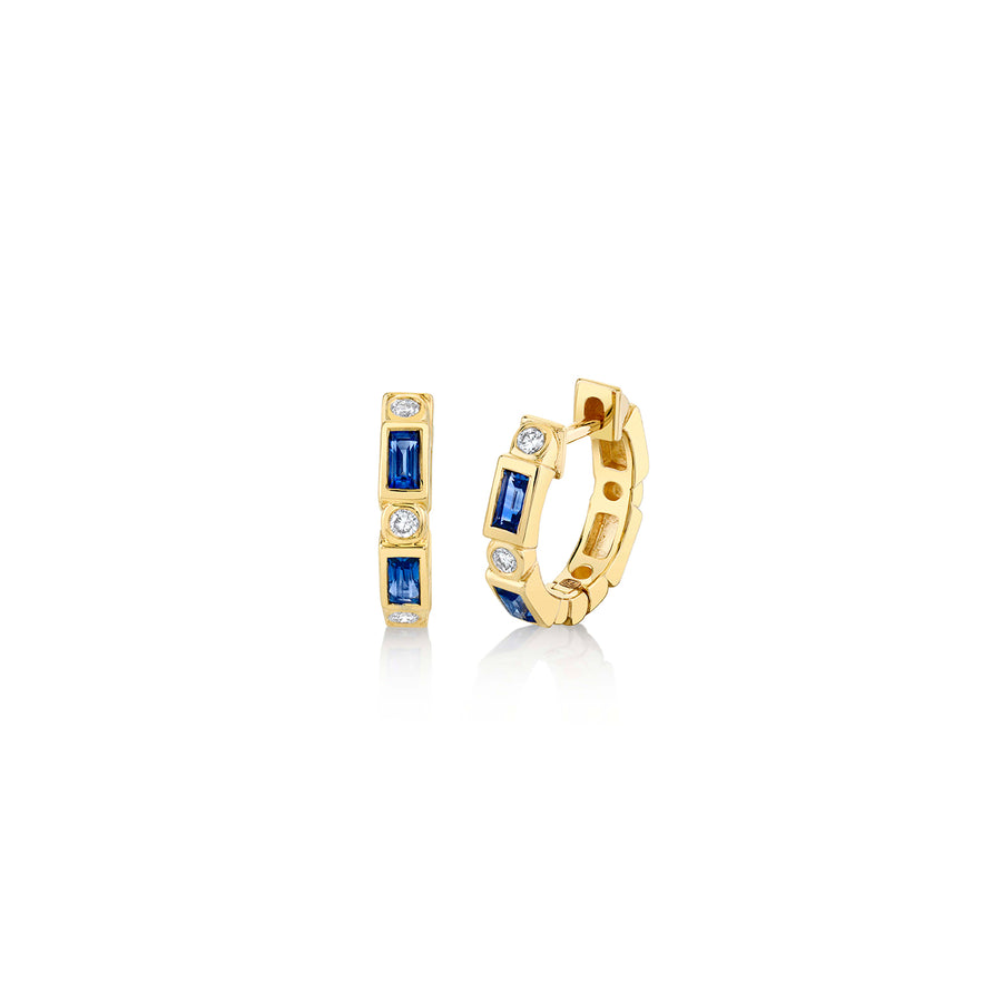 Gold & Gemstone Baguette & Bezel Huggies - Sydney Evan Fine Jewelry