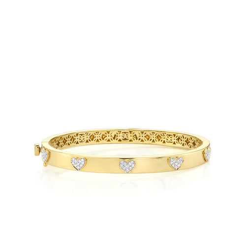 Gold & Diamond Multi Heart Bangle