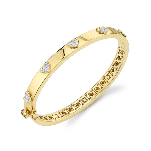 Shop Sydney Evan 14k Gold & Diamond Multi Heart Bangle