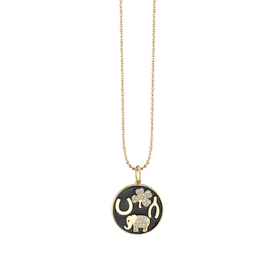Gold & Diamond Enamel Luck Tableau Medallion Charm - Sydney Evan Fine Jewelry