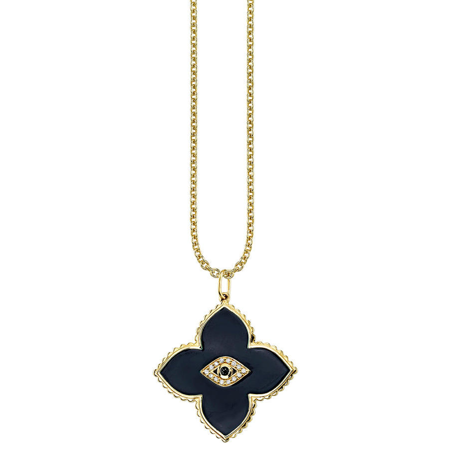 Gold & Bezel Diamond Eye Moroccan Flower Charm - Sydney Evan Fine Jewelry