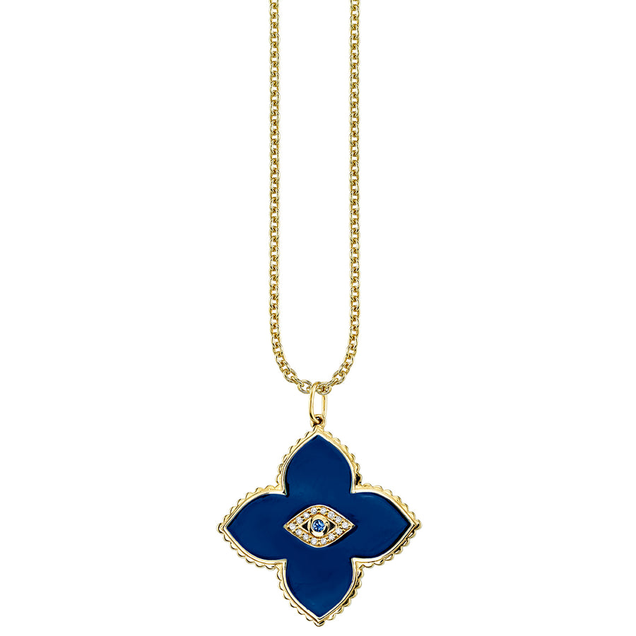 Gold & Bezel Diamond Eye Moroccan Flower Charm - Sydney Evan Fine Jewelry