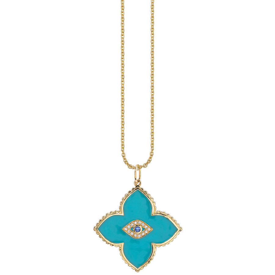 Gold & Bezel Diamond Eye Moroccan Flower Charm - Sydney Evan Fine Jewelry