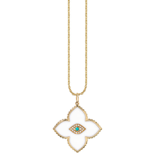 Gold & Bezel Diamond Eye Moroccan Flower Charm
