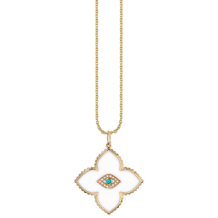 Gold & Bezel Diamond Eye Moroccan Flower Charm - Sydney Evan Fine Jewelry