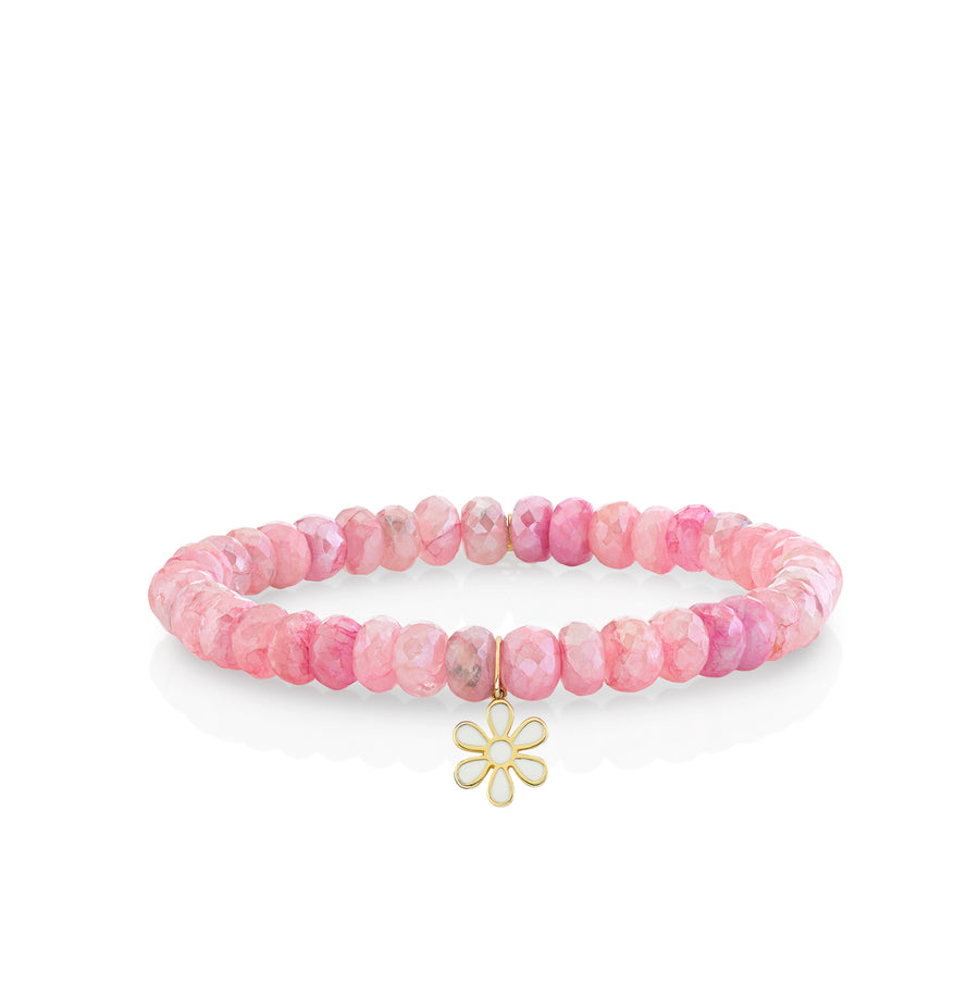 Gold & Enamel Daisy on Mystic Pink Grapolite - Sydney Evan Fine Jewelry