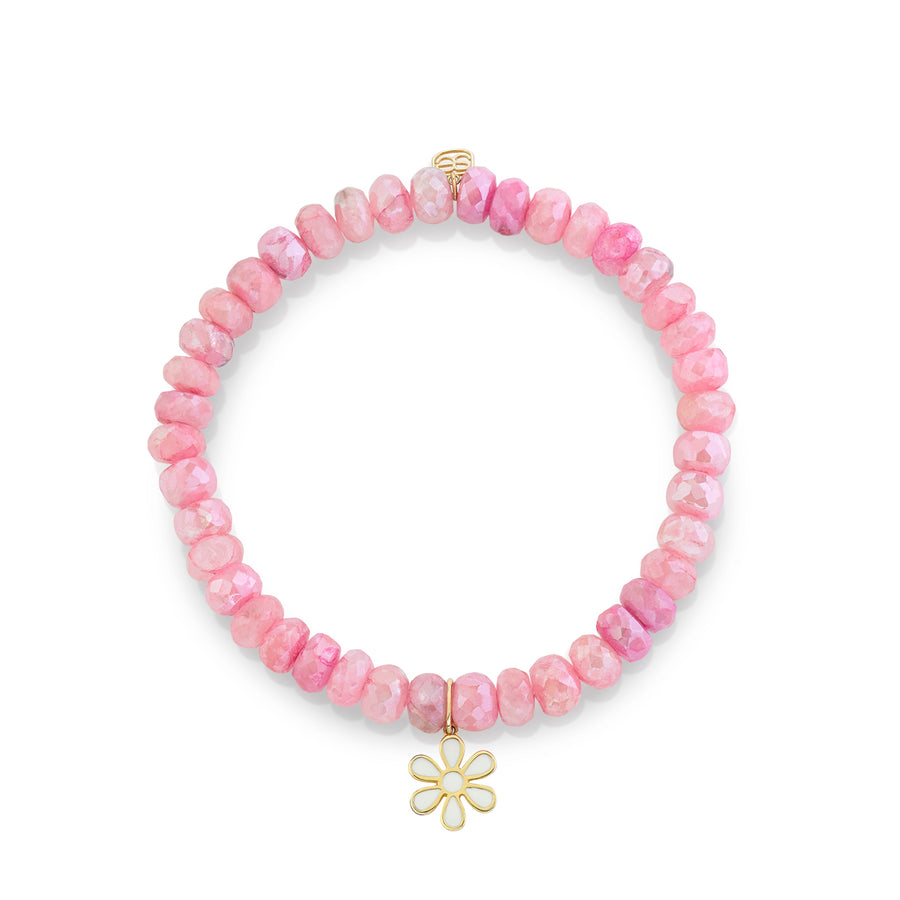 Gold & Enamel Daisy on Mystic Pink Grapolite - Sydney Evan Fine Jewelry