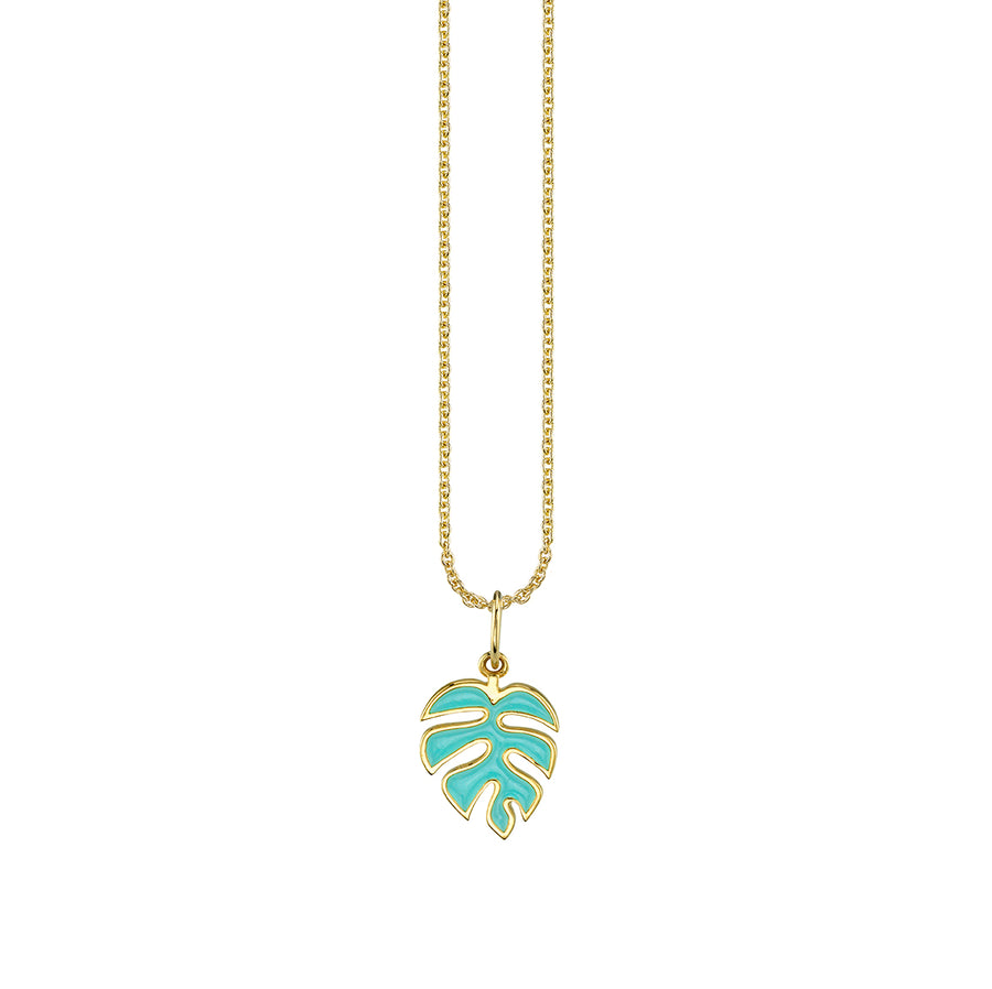 Gold & Enamel Monstera Leaf Charm - Sydney Evan Fine Jewelry
