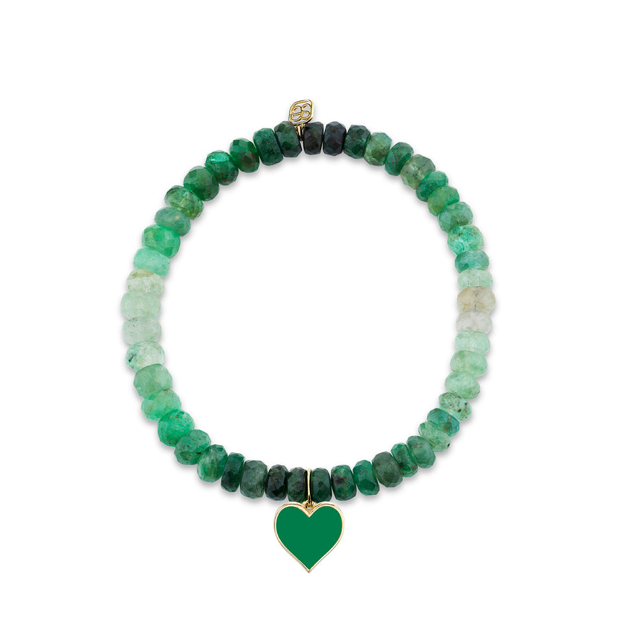 Gold & Enamel Heart on Shaded Emerald - Sydney Evan Fine Jewelry