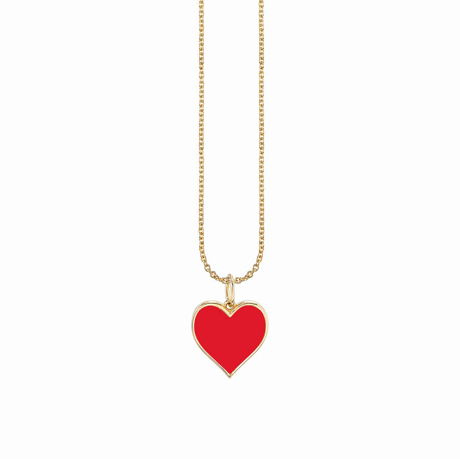 Gold & Enamel Large Heart Charm - Sydney Evan Fine Jewelry