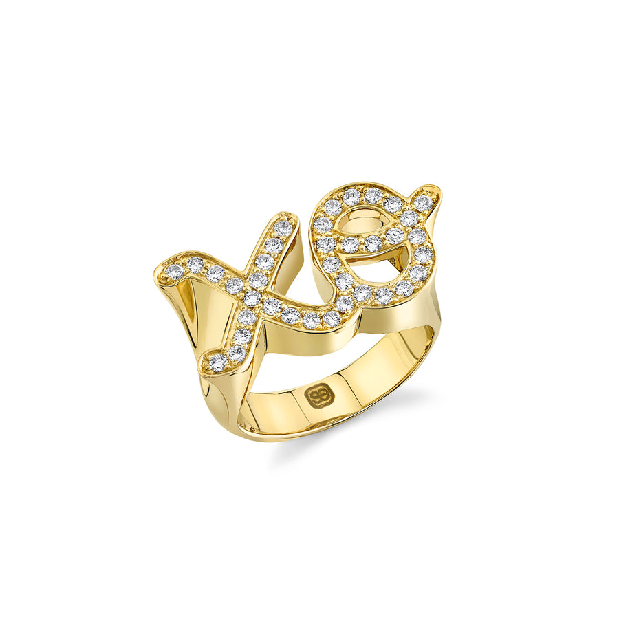 Gold & Diamond Large XO Signet Ring - Sydney Evan Fine Jewelry