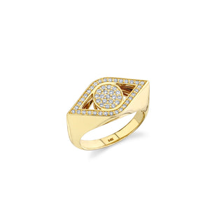 Gold & Diamond Large Eye Signet Ring - Sydney Evan Fine Jewelry
