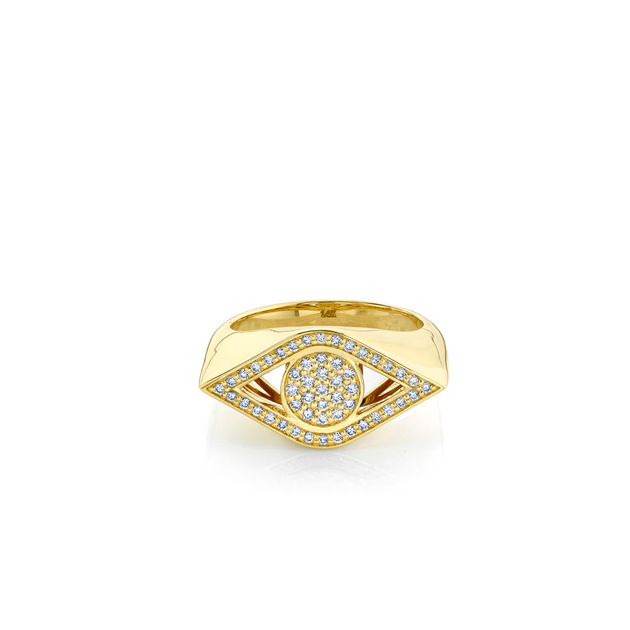 Gold & Diamond Large Evil Eye Signet Ring - Sydney Evan Fine Jewelry