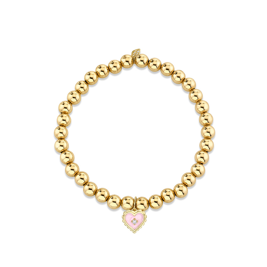 Gold & Diamond Heart on Gold Beads - Sydney Evan Fine Jewelry