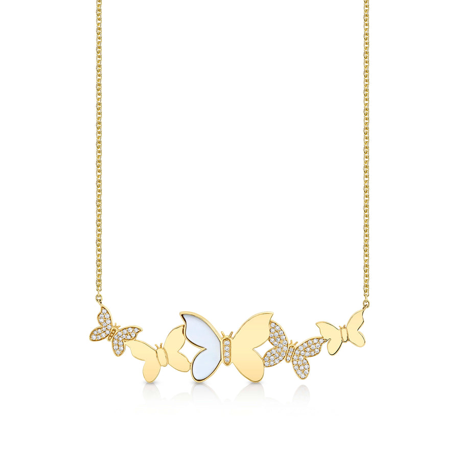 Gold & Diamond Butterfly Cluster Necklace - Sydney Evan Fine Jewelry