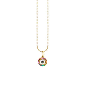 Gold & Rainbow Small Enamel Round Eye Charm - Sydney Evan Fine Jewelry