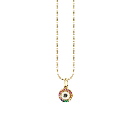 Gold & Rainbow Small Enamel Round Eye Charm