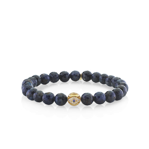 Men's Collection Gold & Diamond Eye Bead on Sapphire