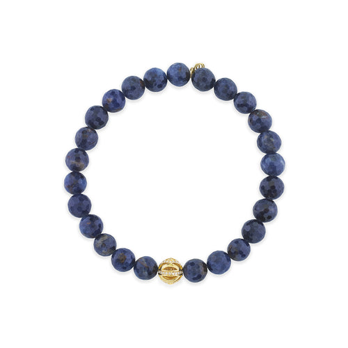 Men's Collection Gold & Diamond Eye Bead on Sapphire