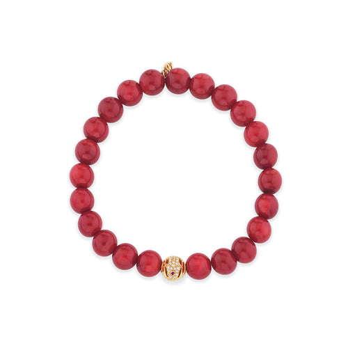 Men's Collection Gold & Diamond Hamsa Bead on Red Sea Bamboo