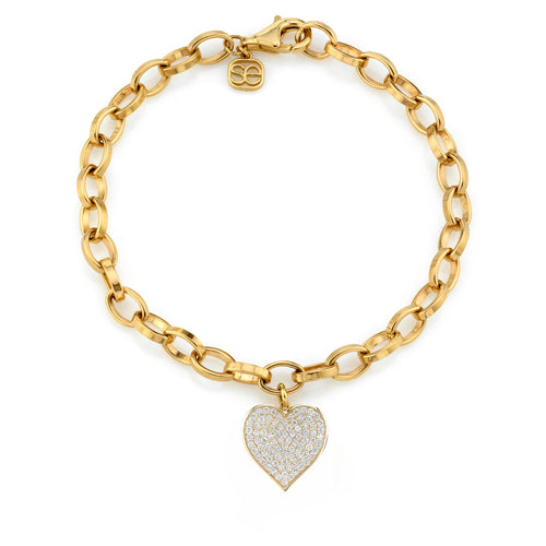 Gold & Diamond Large Heart Bracelet