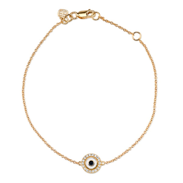 Gold & Diamond Small Enamel Evil Eye Bracelet - Sydney Evan Fine Jewelry