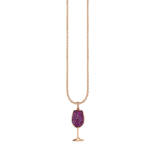 Gold & Ruby Wine Glass Charm