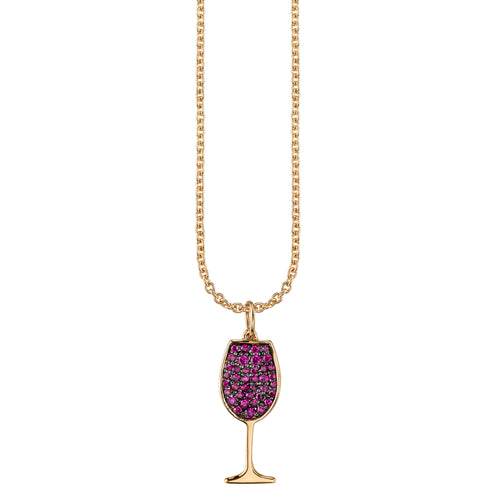 Gold & Ruby Wine Glass Charm