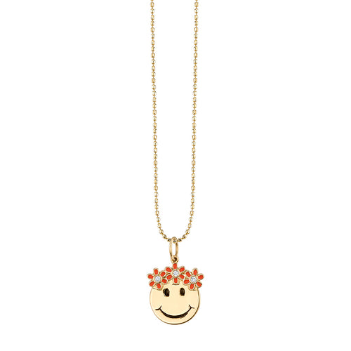 Gold & Diamond Flower Power Happy Face Charm