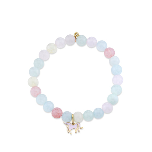 Kids Collection Gold & Enamel Unicorn on Jade